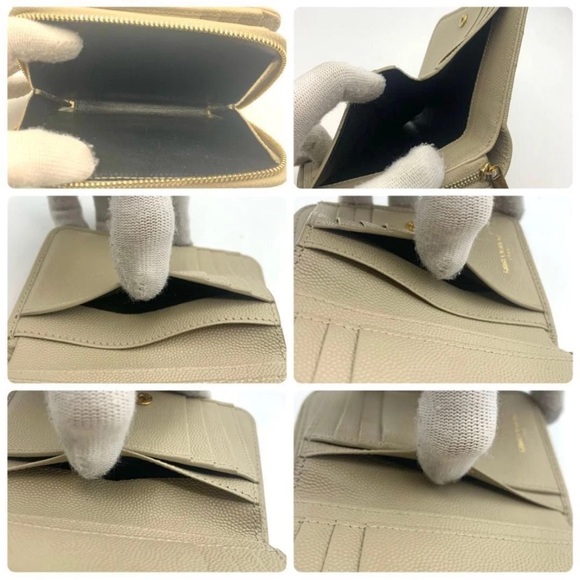 Yves Saint Laurent Gold Accent Beige Wallet - Picture 5 of 10